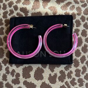Alison Lou Medium Loucite Pink Jelly Hoop Earrings